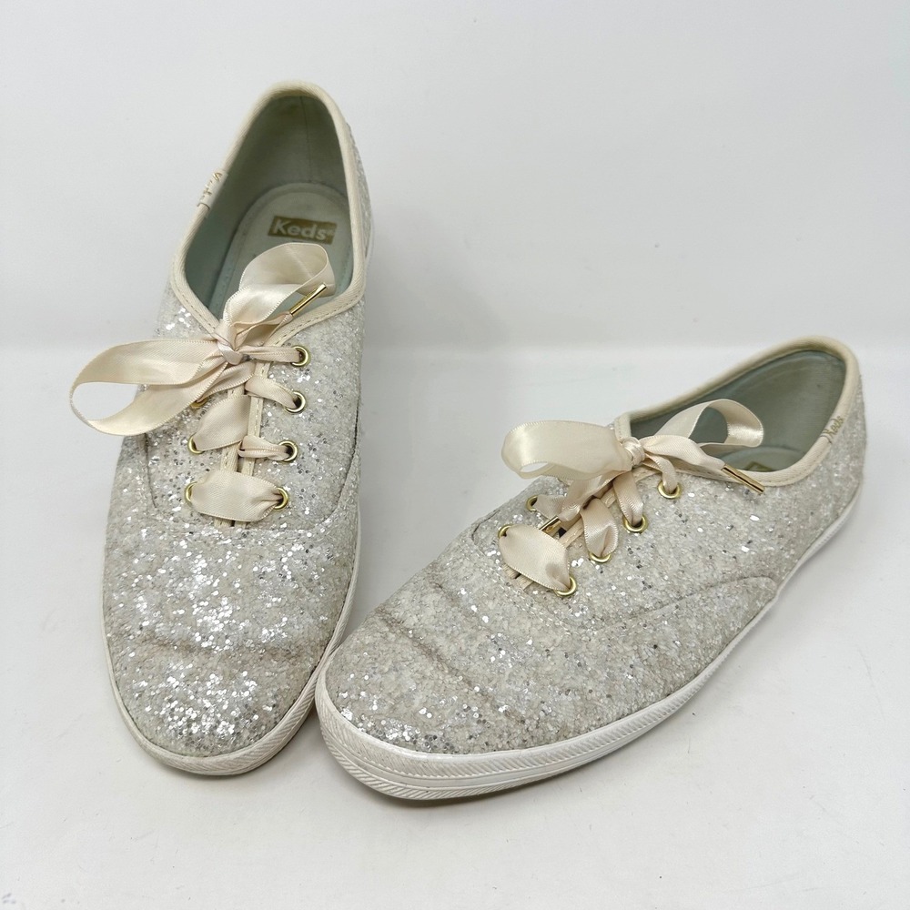 Keds x Kate Spade Glitter Wedding Sneakers Ivory Size 8